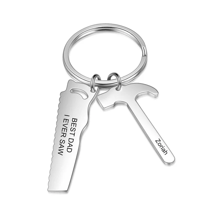 Father's Day Gifts Tool Keychain Personalized 1 Name Stainless Steel Keyring For Him
