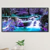 (US Only)Frameless Oil Paint By Numbers Forest Waterfall DIY Canvas Picture Craft