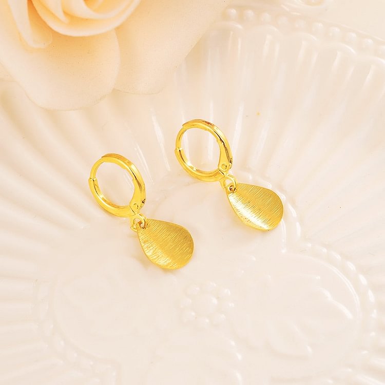 24k Gold Waterdrop  Earrings Women/Girl Love Trendy Jewelry for African  best gift