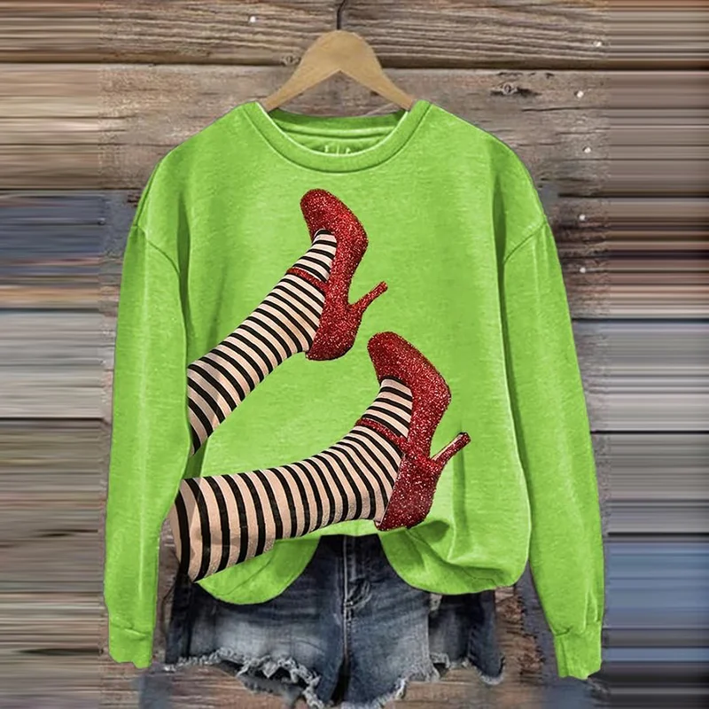 Halloween Classic Ruby Red Shoes Printed Casual Sweatshirt