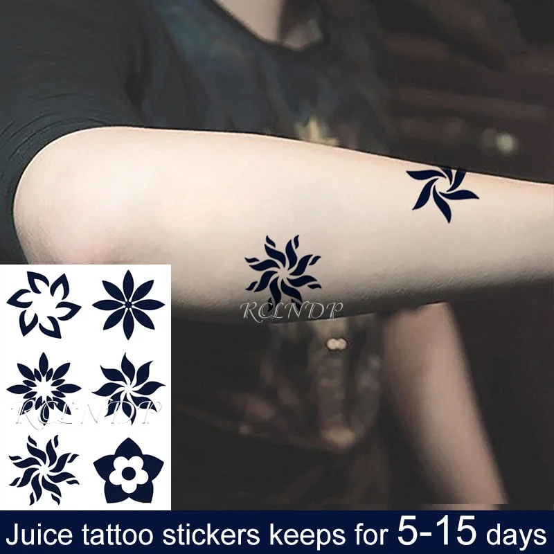 Waterproof Temporary Juice Ink Sticker Love Heart Hand Design Flower Fairy 8 Fruit Gel Long Lasting Tattoo for Men Women