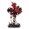 Gothic Floral Flower Model Set Eye-Catching Table Centerpiece Horror Skeleton Bouquet Building Set for Adults Kids Holiday Birthday Gift (Cross)