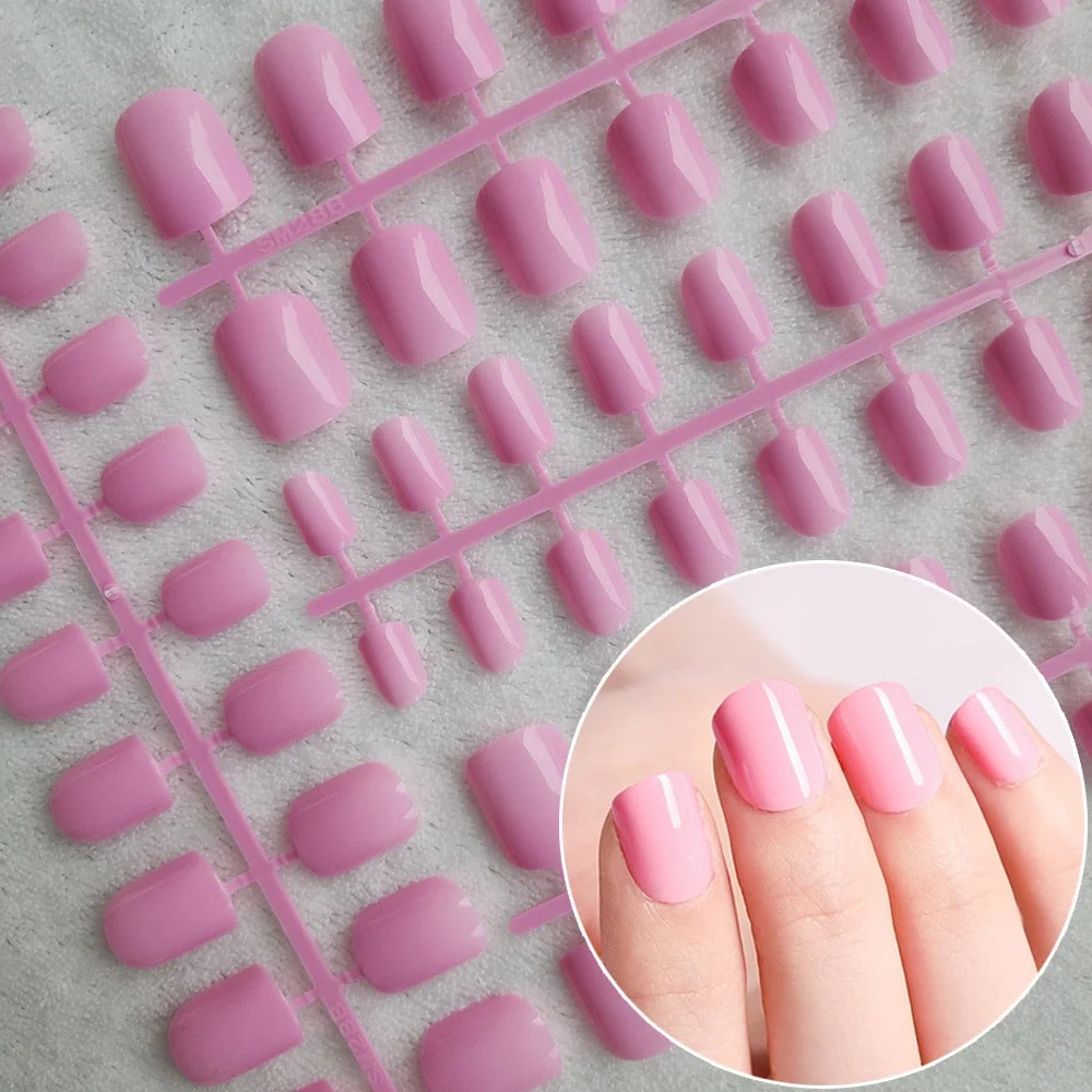 5 Sets Of 24 Pieces Per Unit Round Colored False Nails Tips Full Cover 10 Size Fake Nails For DIY Acrylic Press On Nail Tips-Nail Inspo