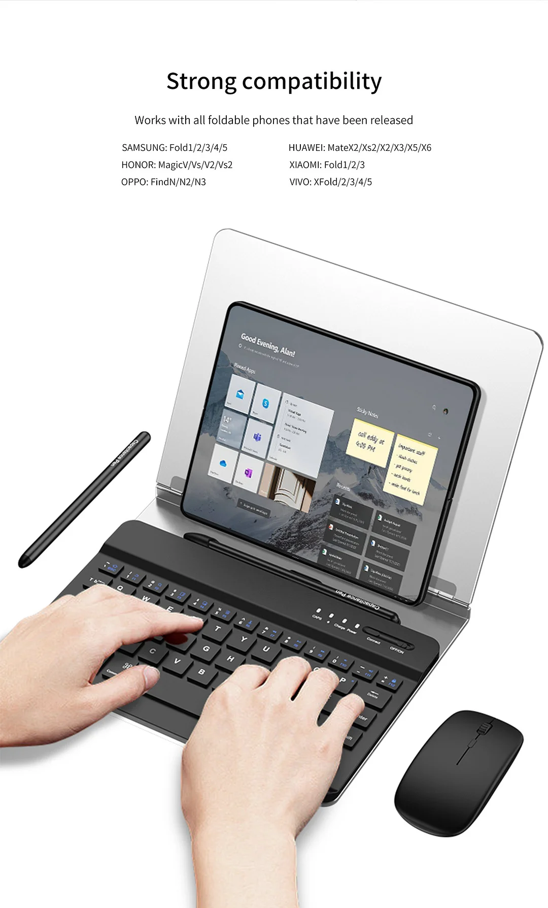 Suitable For Samsung Zfold Mobile Phone Bluetooth Wireless Charging Keyboard Holder Protective Case