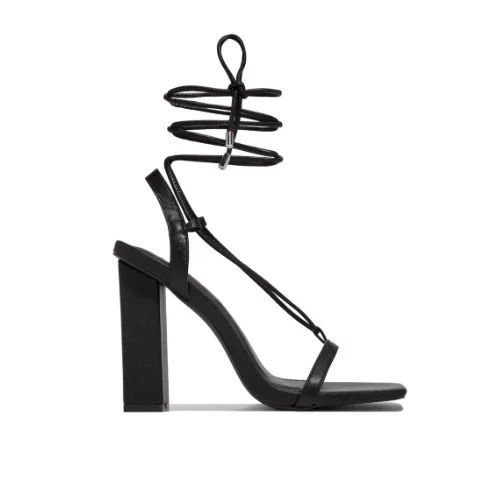 Women's Silver-Tone Hardware Thong Squared Toe Heels