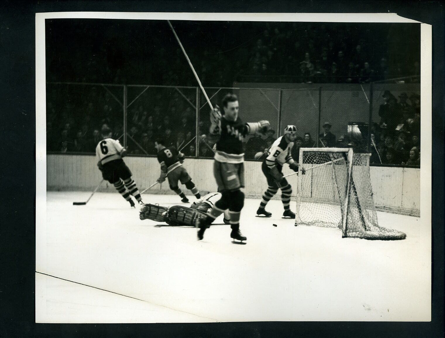 New York Rangers & Bruins 1937 Type 1 Press Photo Poster painting Lynn Patrick Tiny Thompson