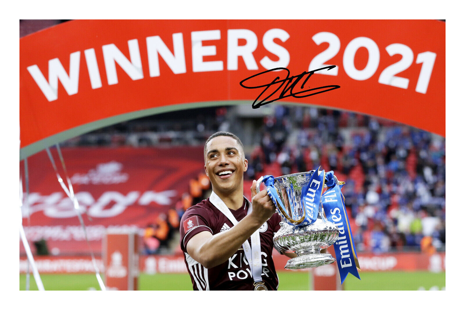 Youri Tielemans Leicester City FC FA Cup Winners Squad Signed A4 Photo Poster painting Print