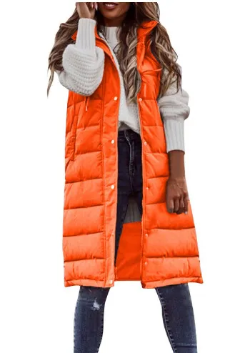 Brownm Brownm Casual Solid-Colored Hooded Sleeveless Sleeveless Vest Coat Q024
