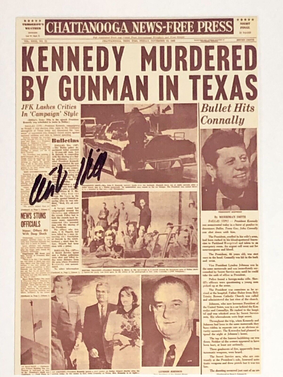 Clint Hill Autographed Photo Poster painting JFK Jackie John F Kennedy Assassination