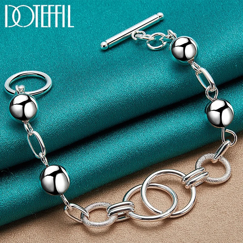 925 Sterling Silver Multi-Circle Ball Smooth Bead Chain Bracelet For Women Man Jewelry