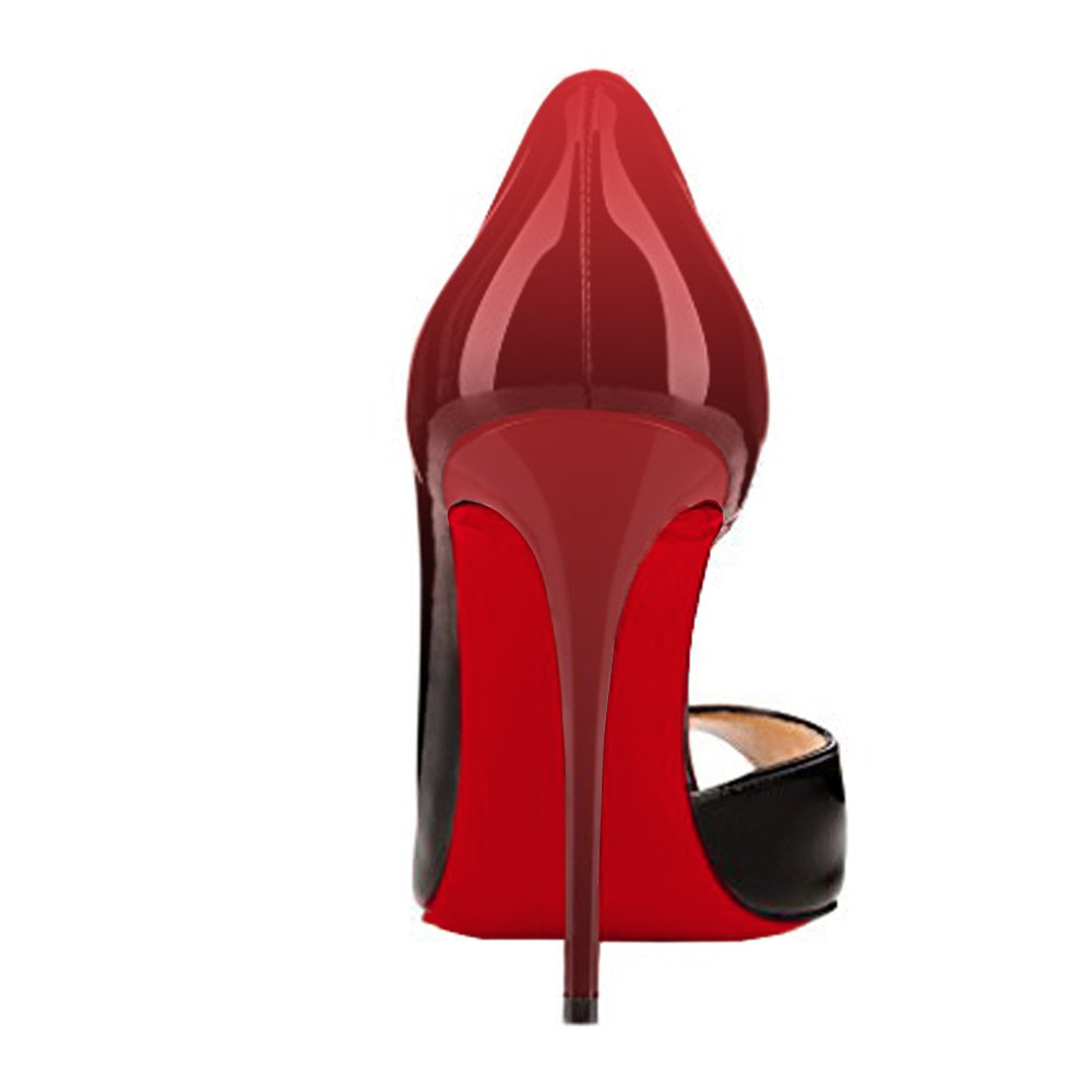 120mm Women's Party Wedding Peep Toe Heels Gradient Color Red Black-vocosishoes