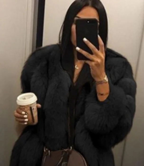 Uveng Uveng Women Warm And Fashionable Luxury Round Collar Showing Thin Open Shirt Long Sleeves Fashion Temperament Famous Jacket