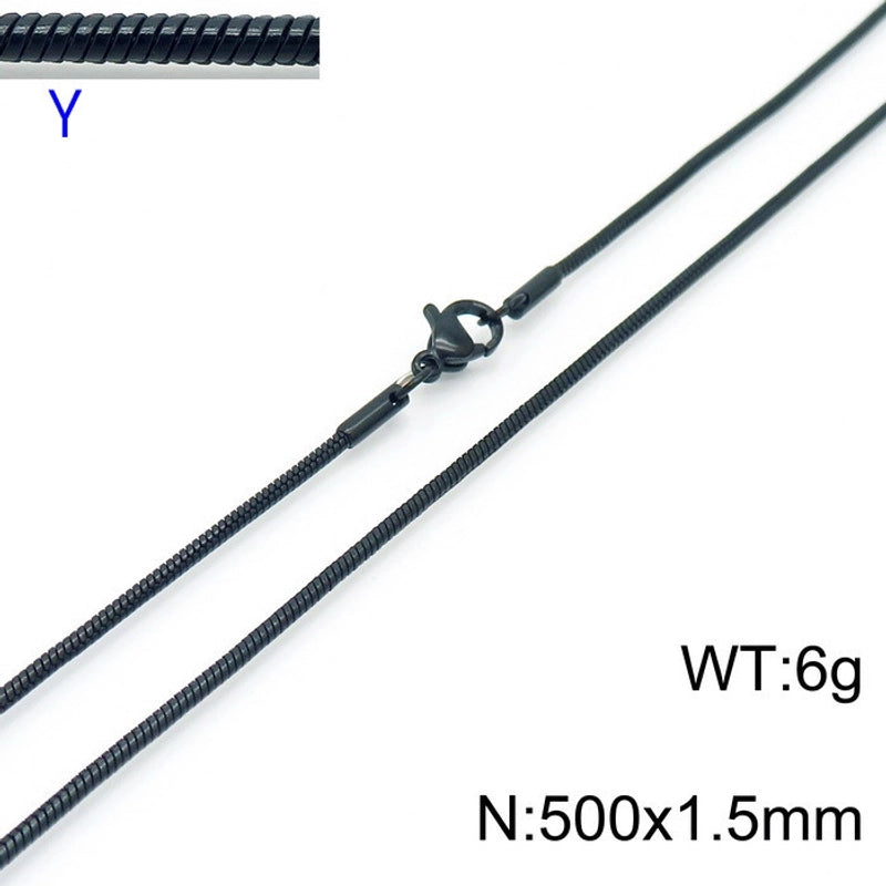 Jewelry Classic Style Solid Color Titanium Steel 18K Gold Plated Chain Necklace