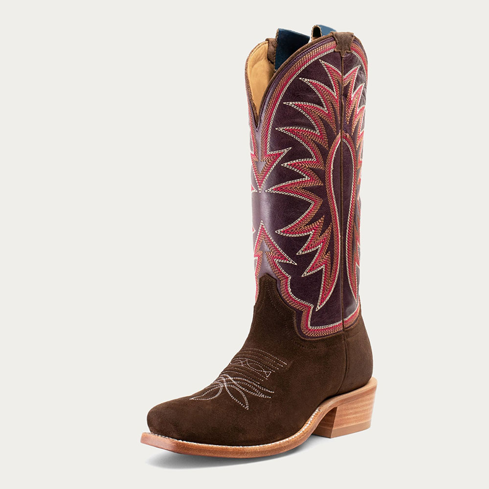 Brown Embroidered Square Toe Block Heel Western Boots for Women Nicepairs