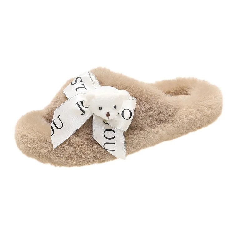 Hairy shoes for women to wear outside the 2021 autumn and winter new net red all-match black fashion plus velvet cute slippers