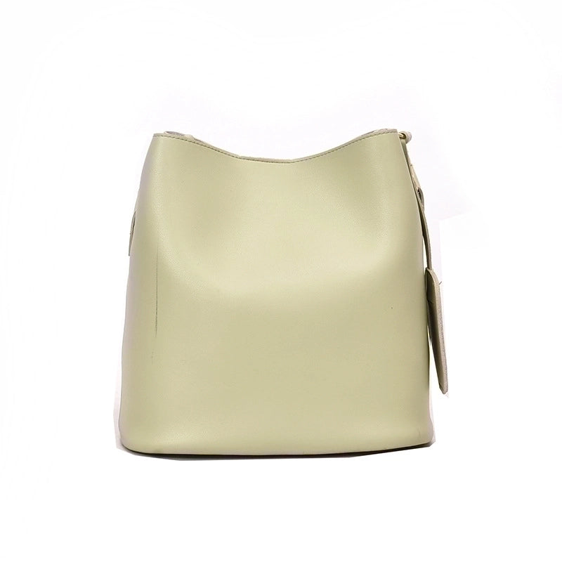 Women’s Pu Leather Solid Color Elegant Classic Style Bucket Zipper Magnetic Buckle Shoulder Bag Crossbody Bag Bucket Bag