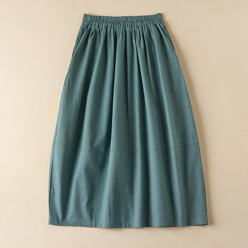Simple cotton linen casual skirt