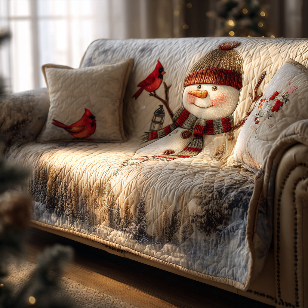 Christmas Cardinals Quilted Sofa Cover NCU0DV8514 everthome