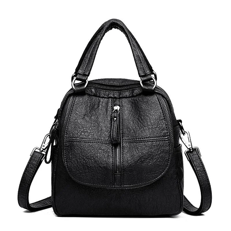 Luxury PU Leather Backpack Women Multifunction Shoulder Bookbags Crossbody Bag Cute Fashion Backpack Girl Rucksack Bag Big Tote