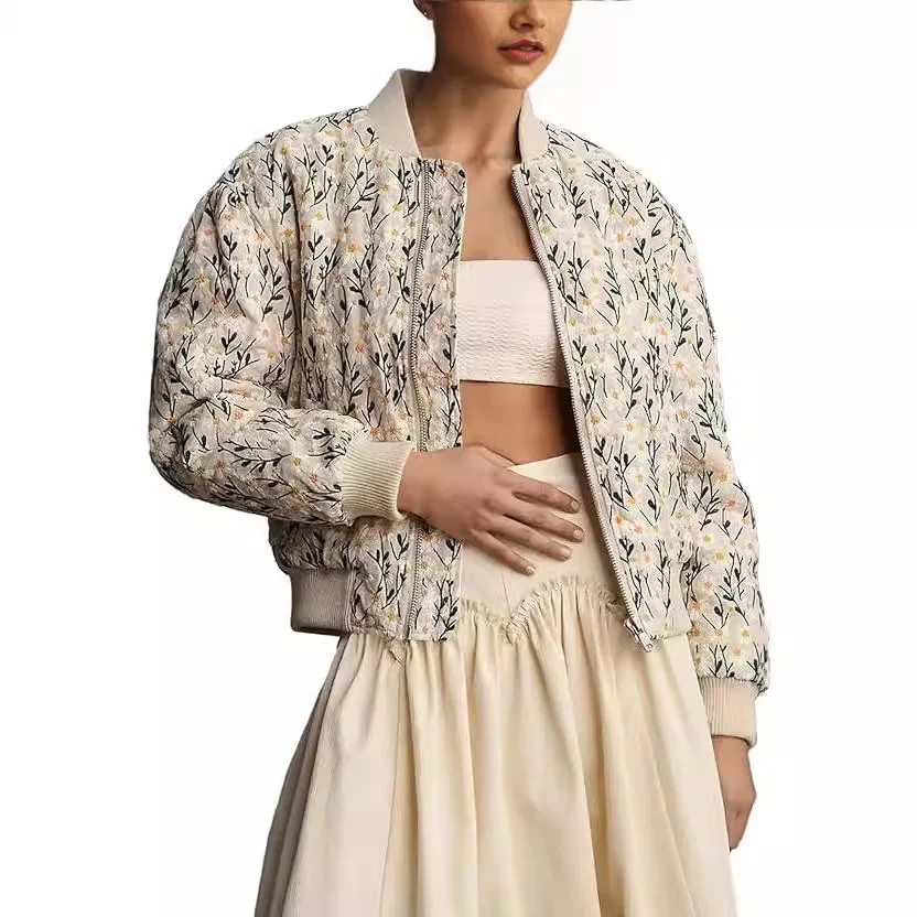 Toloer 2024 Autumn / Winter New Women's Fashion Temperament Small Daisy Print Jacket Cotton Jacket-Outfit Ideas