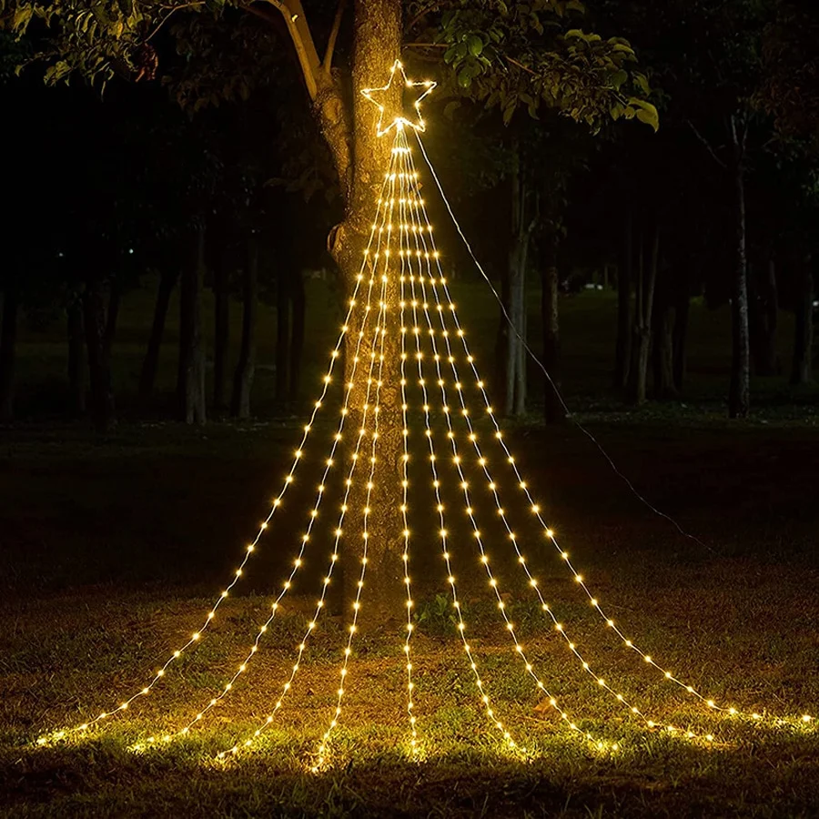 Christmas tree waterfall lights holiday decoration
