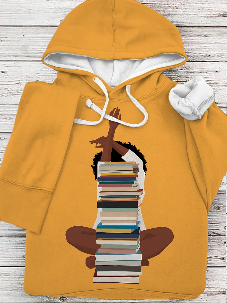 Women's Reading Lover Graphic Print Casual Hoodie