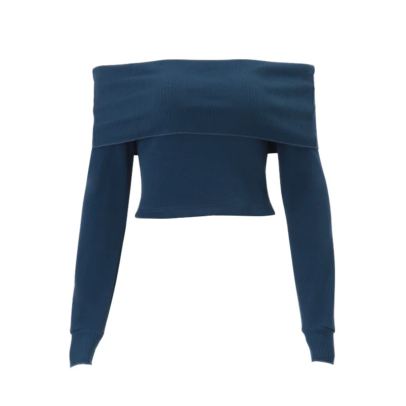 Uveng Uveng Women's Fall 2024 New Fashion Hot Girl Street Style Sexy One Word Shoulder Temperament Slim Top