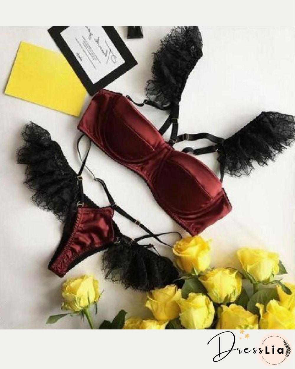 Lace Hem Patchwork Bra Sets P12975