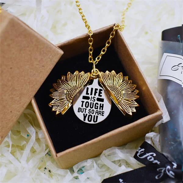 Life Is Tough But So Are You Sunflower Necklace