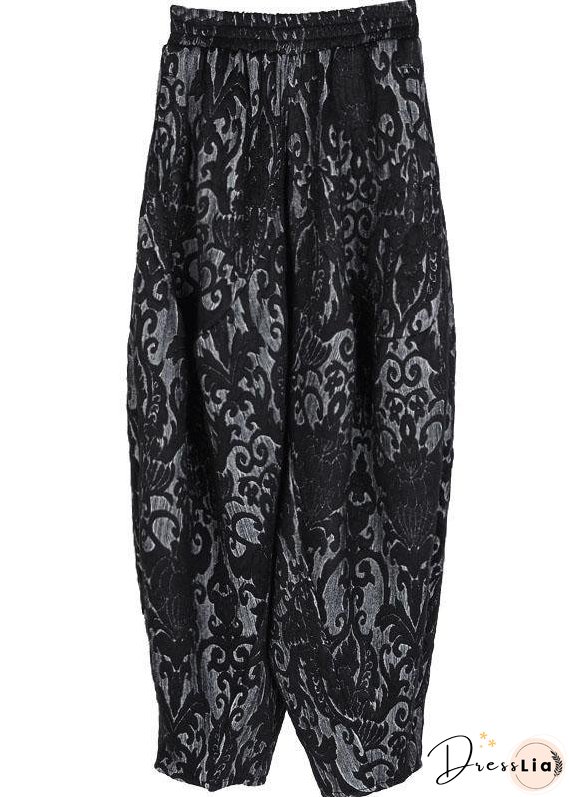 Simple Black retro Thick Jacquard Winter Pants