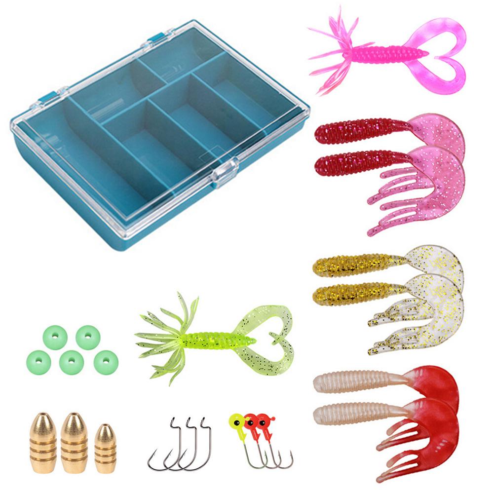 

22pcs Fishing Lures Set Lead Head Hook Mixed Soft Fake Baits Fish Gear Kit, 501 Original