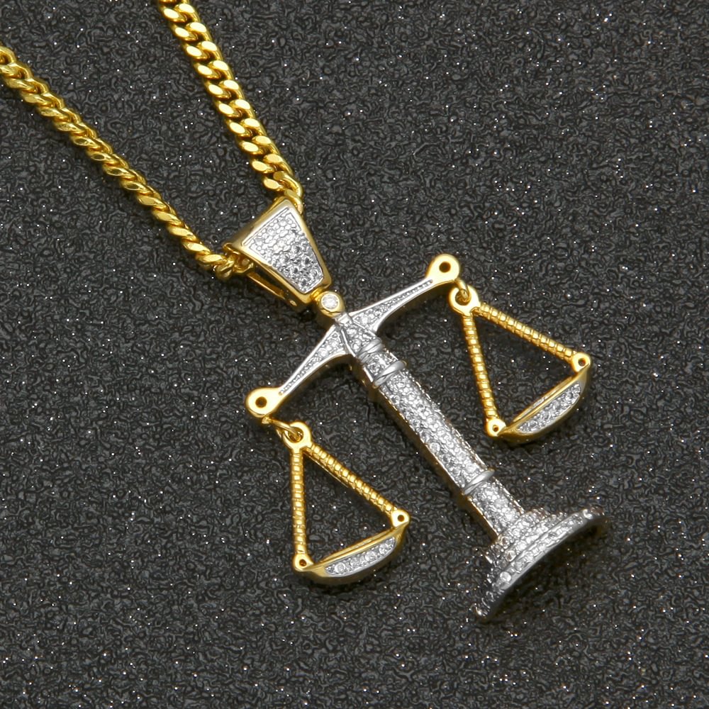 Balance Libra Scale Pendant Bling Necklace-VESSFUL