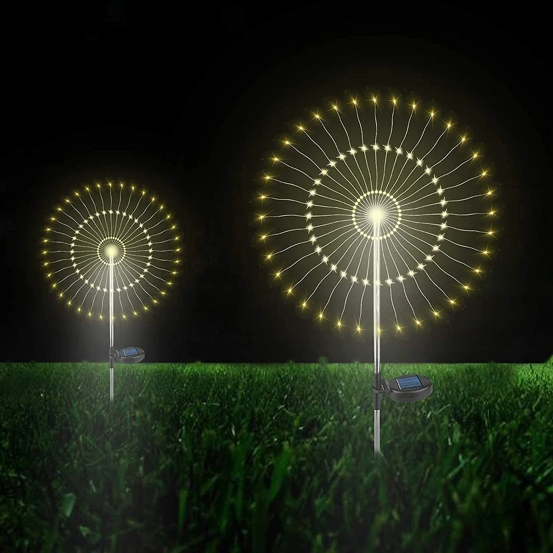 2 Pack Outdoor Solar Garden Decorative Lights- 105 LED DIY Flowers Fireworks Trees Light