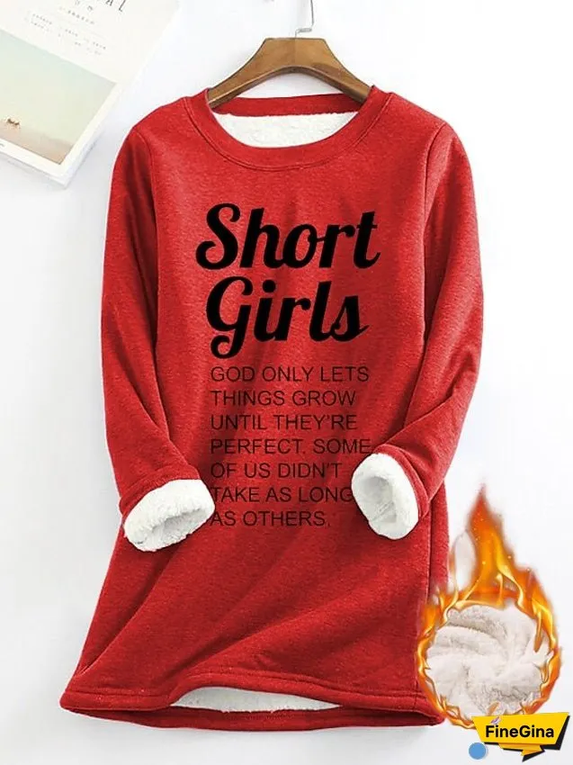 Women's Sweatshirt Pullover Sherpa Fleece Lined Letter Warm Fuzzy Print Yellow Pink Dark Pink Casual Sports Round Neck Long Sleeve Top Micro-elastic Fall & Winter