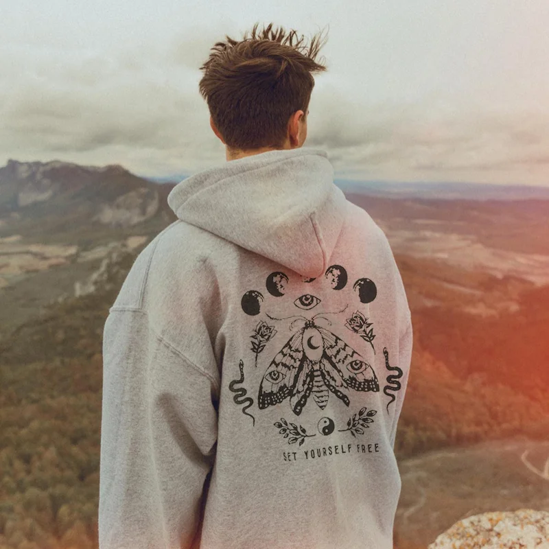 Moth Graphic Casual Hoodie