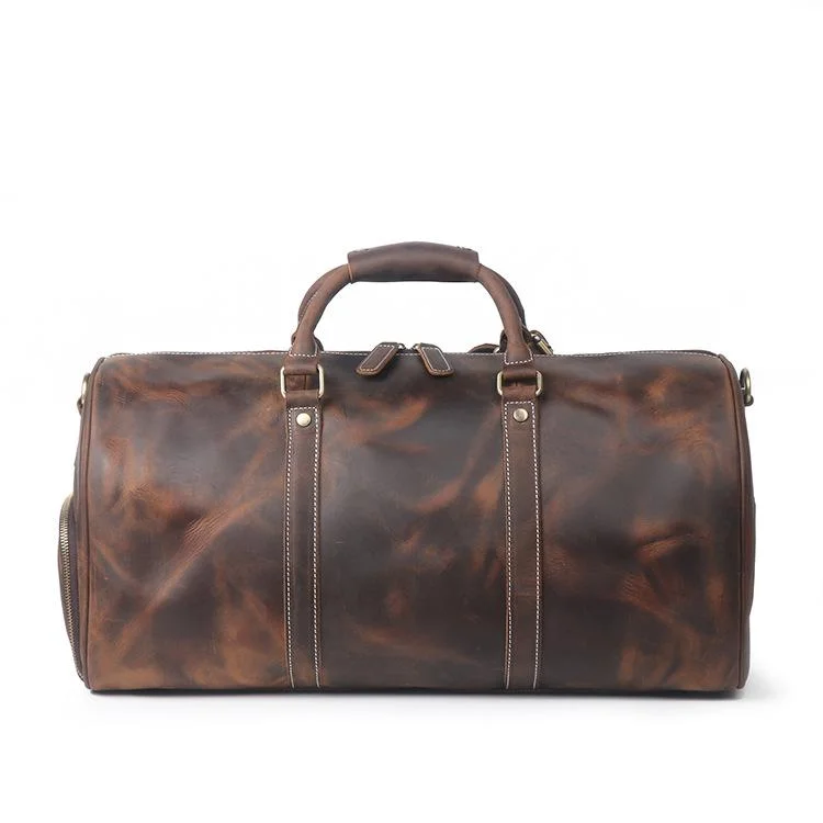 Men's Vintage Handmade Leather Duffle Sports Shoulder Bags