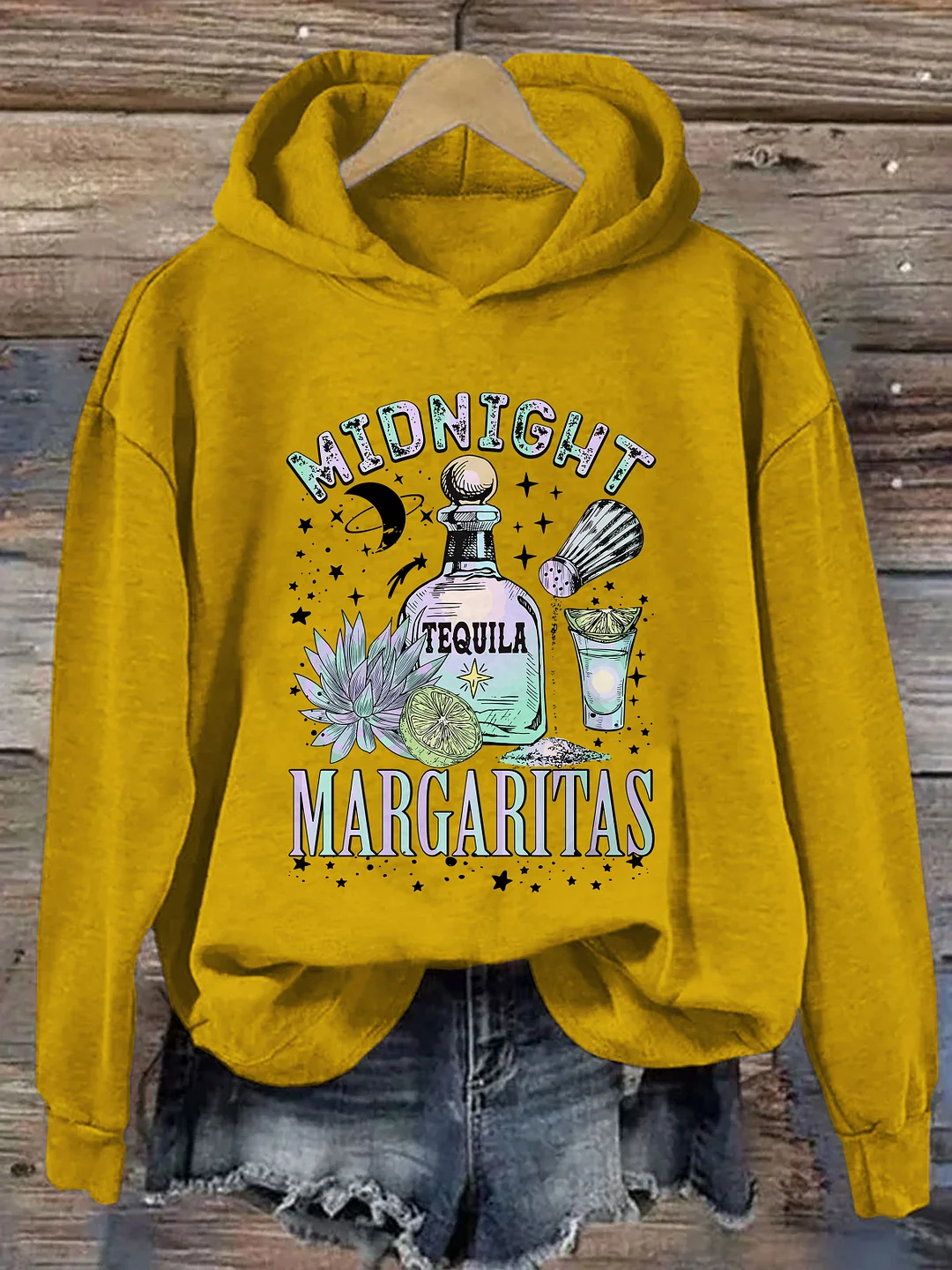 Midnight Margaritas Tequila Bottle Lime Succulent Hoodie
