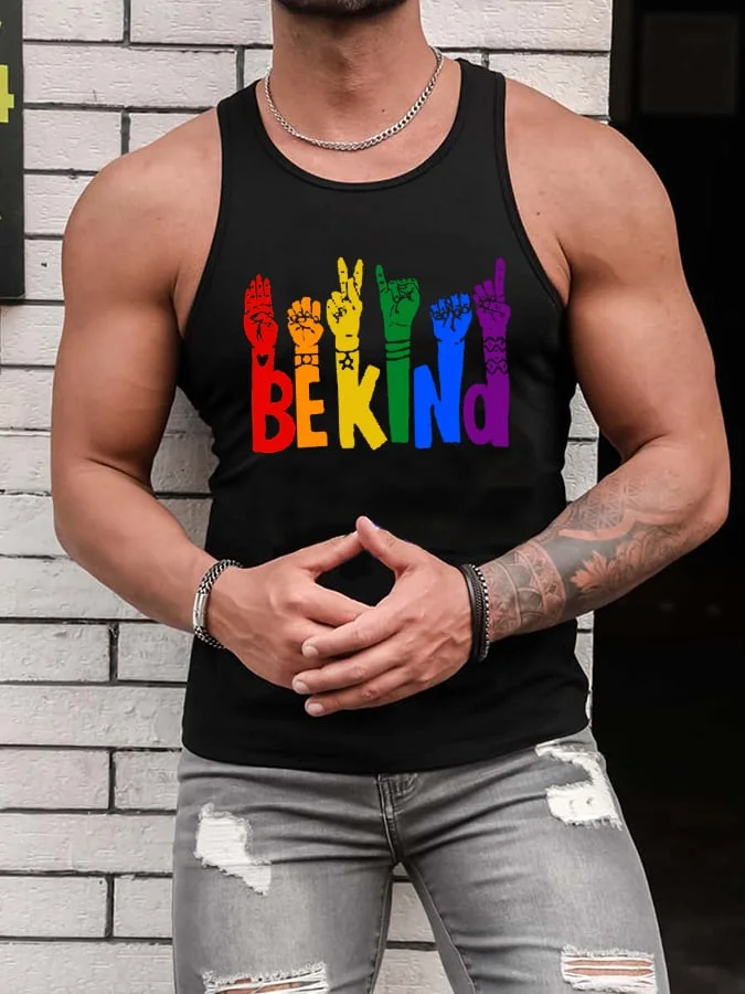 Men's Be Kind Pride Rainbow Tank Top socialshop