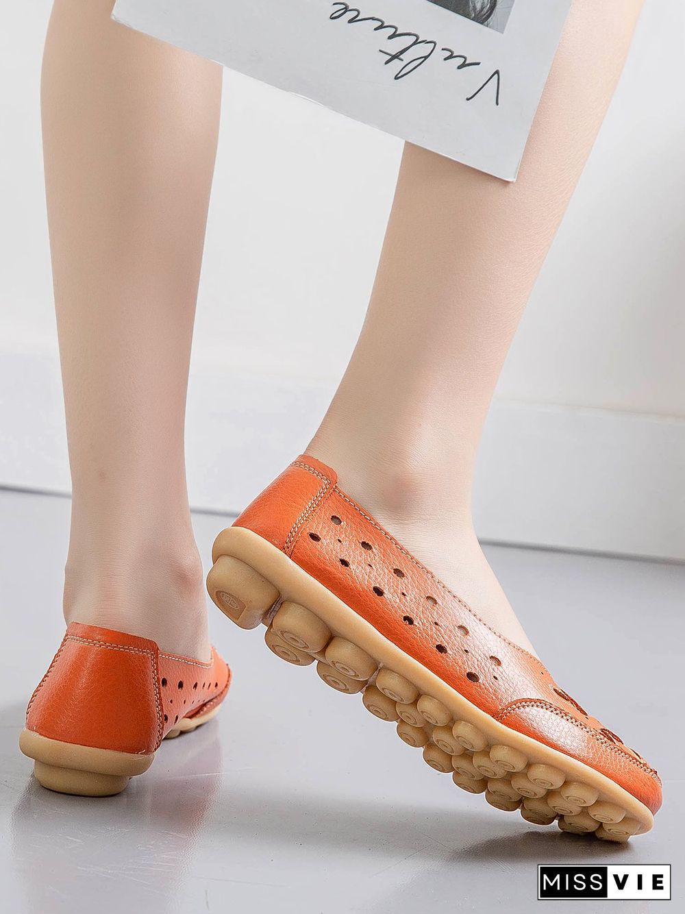 Hollow Leather Soft Sole Shoes