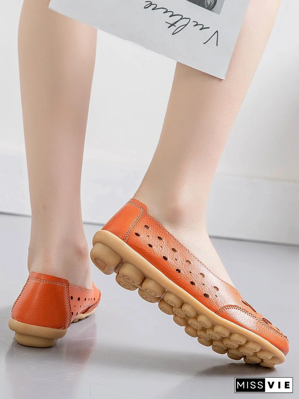 Hollow Leather Soft Sole Shoes