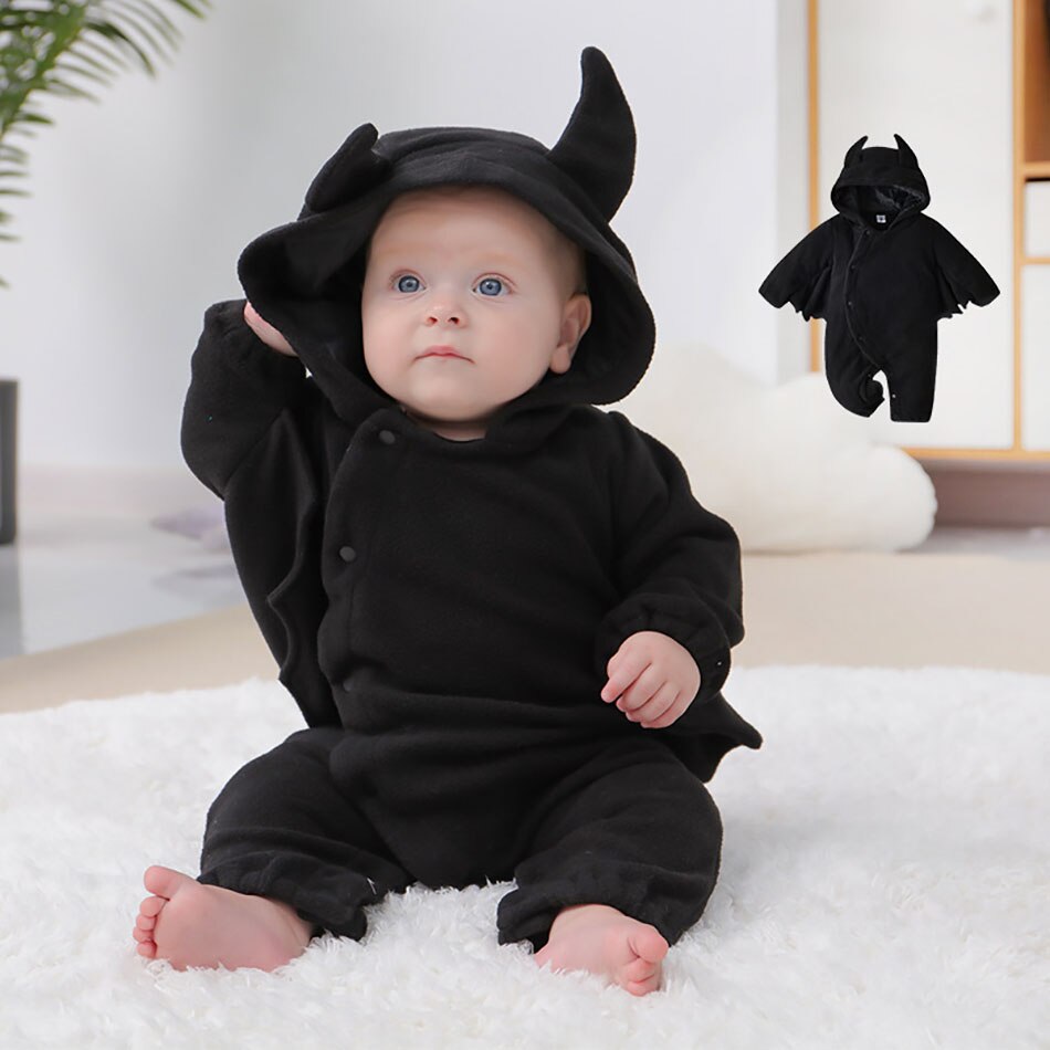 LLYGE Newborn Halloween Dress Up Costume Baby Romper Infant Bat Jumpsuit Baby Girl Boy Halloween Party Cosplay Costume llyge