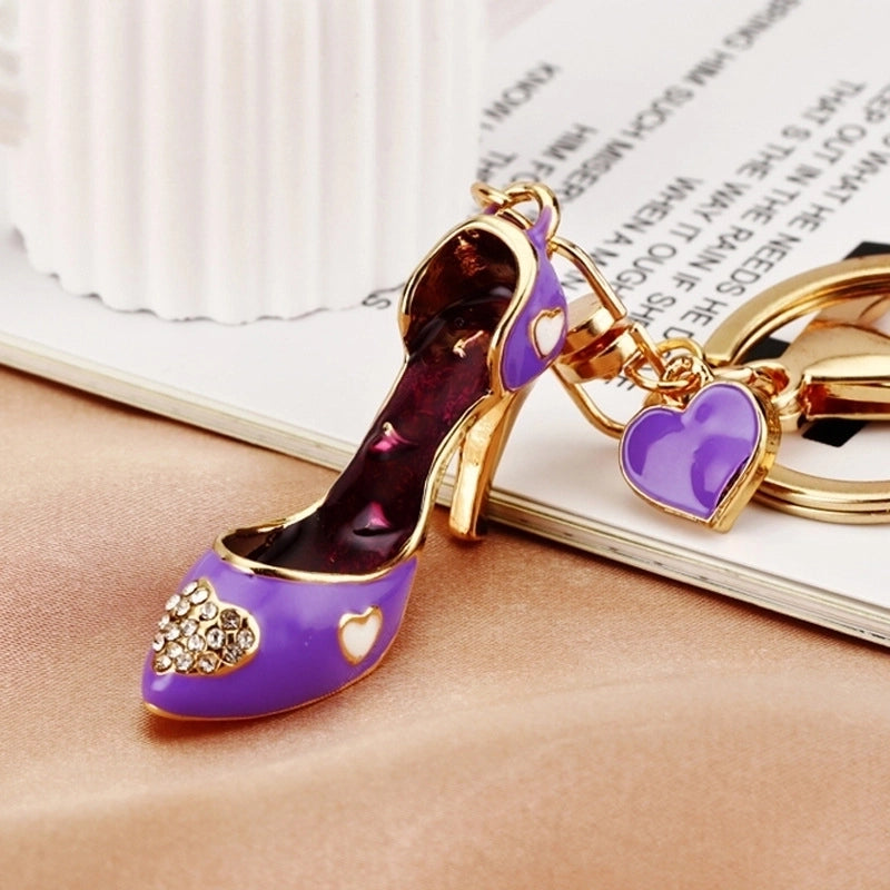 Elegant Lady High Heel Metal Inlay Rhinestones Women’s Bag Pendant Keychain