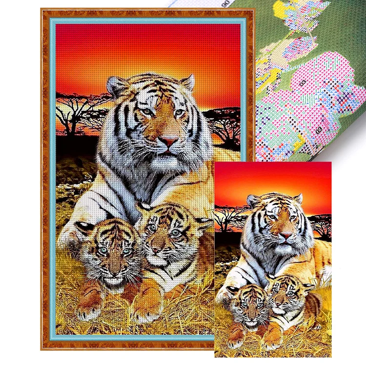 【Huacan Brand】Tiger 11CT Stamped Cross Stitch 40*65CM