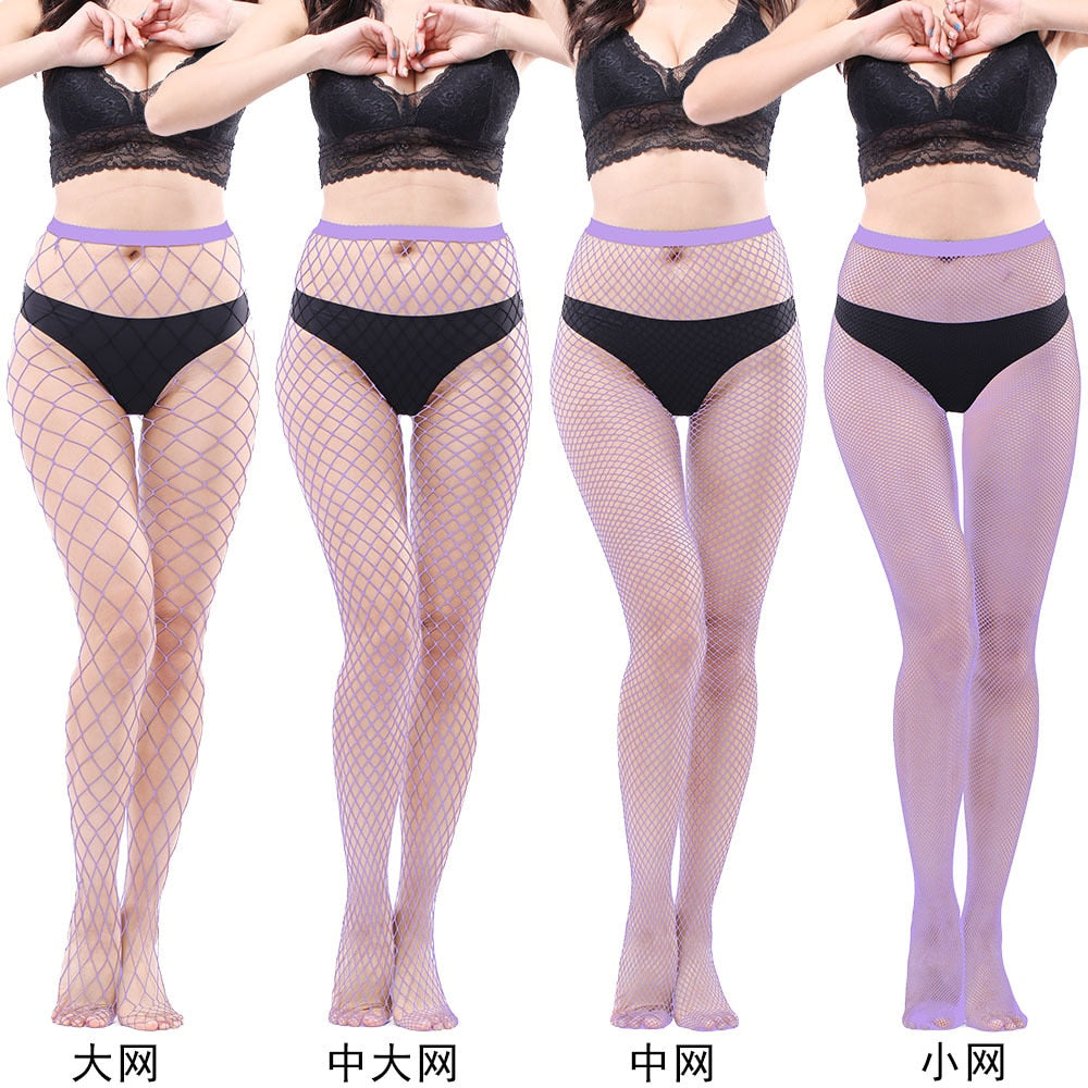 Women Tights Fishnet Stockings Fish Net Club Party Pantyhose Stocking Multicolor Tights Women Sexy Lingerie Punk Long Net Socks LANFUBEISI
