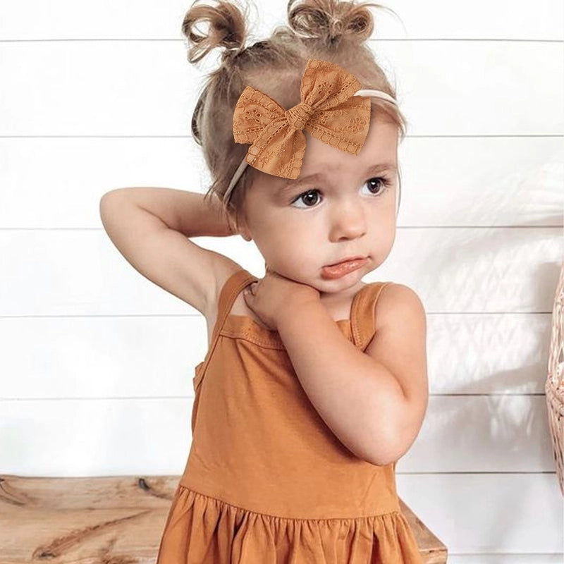 Baby Lace Hollow Soft Elasticity Traceless Hair Band Baby Bow Headband Princess Hair Accessories 3674