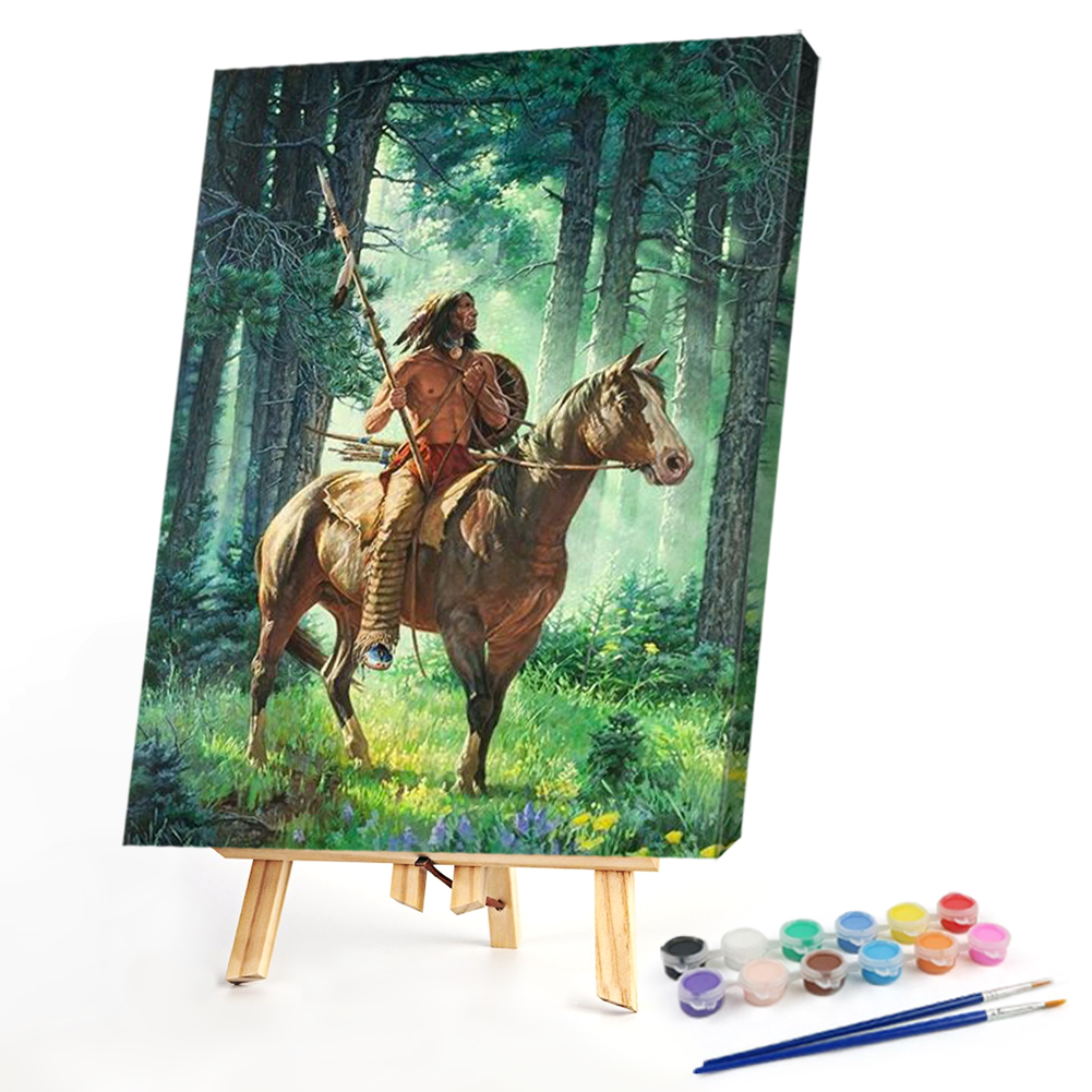 

40*50CM - Paint By Numbers - Indigenous On Horse, 501 Original