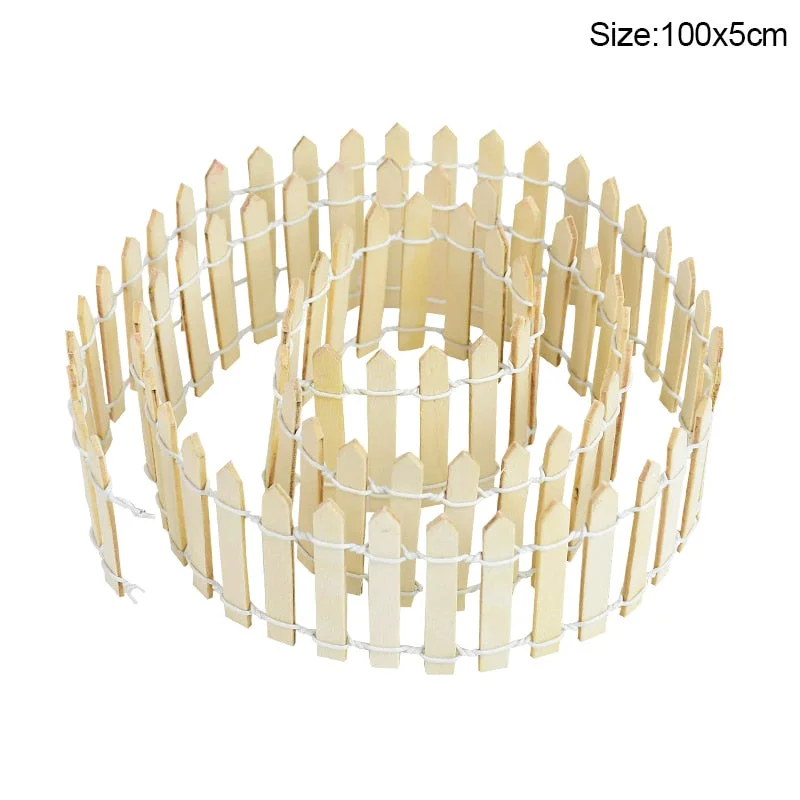 100*5cm/3cm Mini Wooden Fence DIY Miniature Fairy Garden Wood Barrier Dollhouse Showcase Craft Home Decoration Accessories