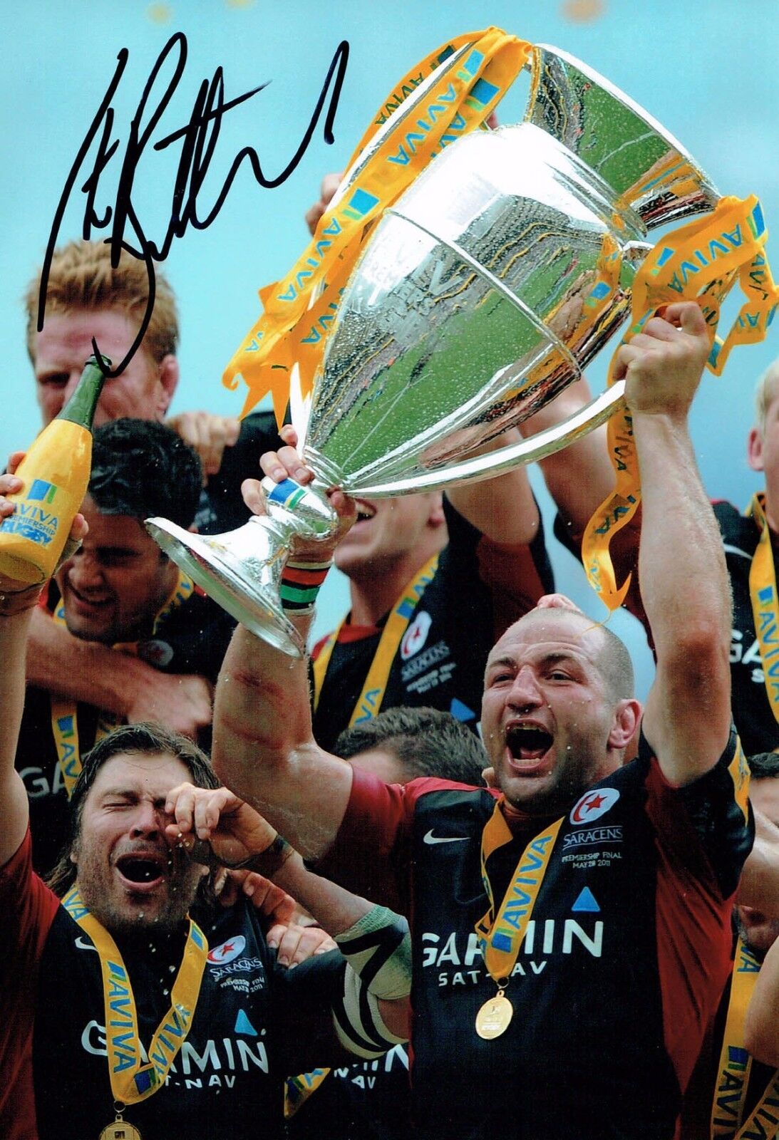 Steve BORTHWICK Signed Autograph 12x8 Photo Poster painting 3 AFTAL COA SARACENS RUGBY England