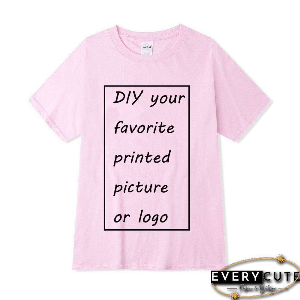 Customized Printed Leisure T Shirt Harajuku Women Tee DIY Your Like Photo Or Logo White T-shirt Fashion CustomShirt
