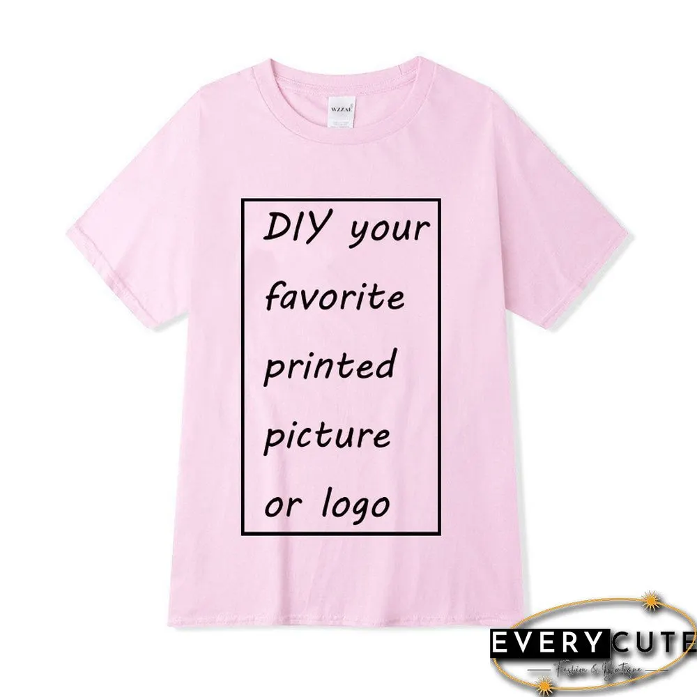 Customized Printed Leisure T Shirt Harajuku Women Tee DIY Your Like Photo Or Logo White T-shirt Fashion CustomShirt